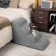 Gray 4-tier foam dog steps with non-slip surface, designed for easy pet access to beds and furniture.